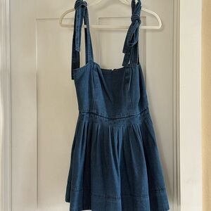 Red Dress Boutique Denim Blue Tie-Shoulder Mini Dress